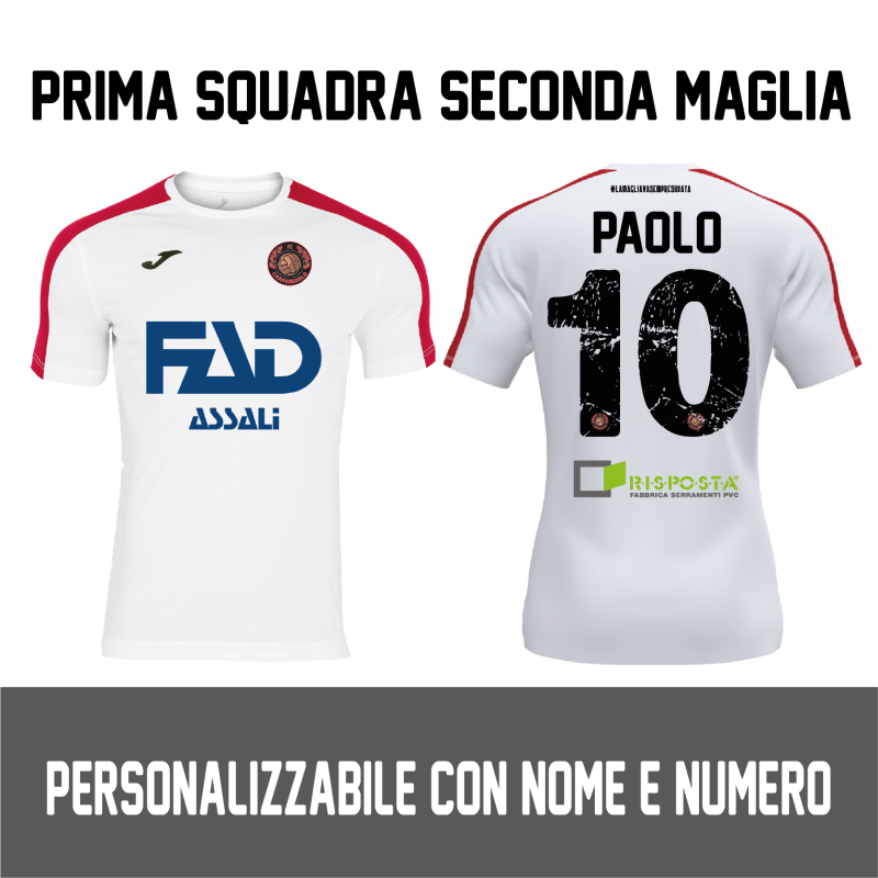 MAGLIA GARA AWAY BIANCO/ROSSA + STAMPA NOME E NUMERO UFFICIALI