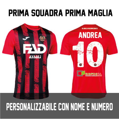 MAGLIA GARA HOME ROSSO/NERA + STAMPA NOME E NUMERO UFFICIALI