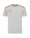soft grey/neon orange